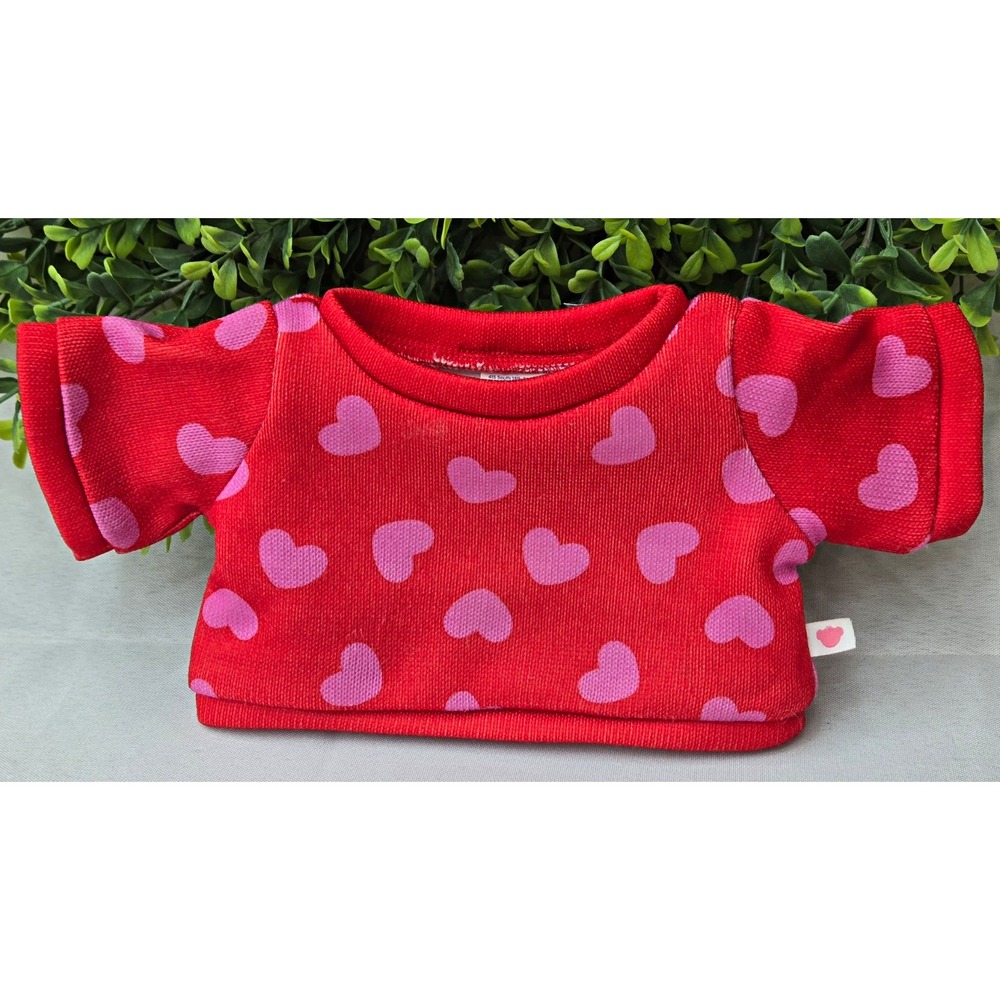Build-A-Bear Workshop Heart Print Sweater Red Pink Valentine Doll Clothes Outfit